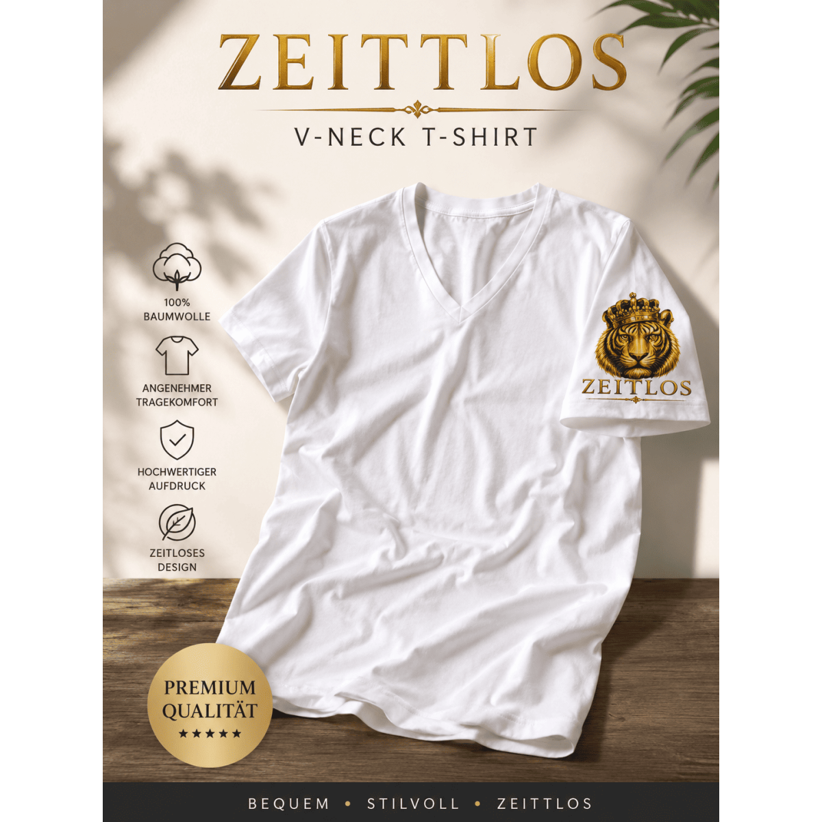 T shirt Zeitlos  Kurzarm