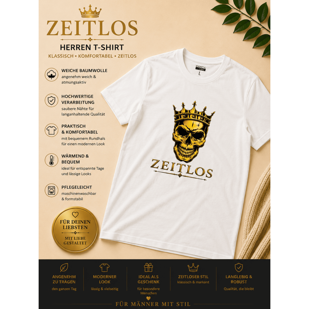 T shirt Zeitlos  Kurzarm