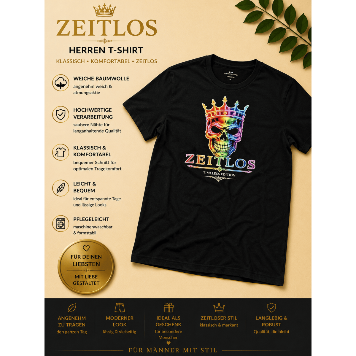 T shirt Zeitlos  Kurzarm