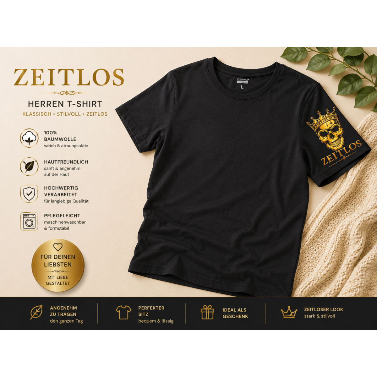 T shirt Zeitlos  Kurzarm